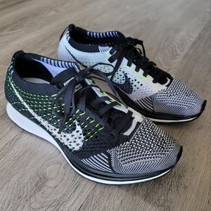 Nike Flyknit Racer Black White Volt Size 5.5 (women's 6.5-7)